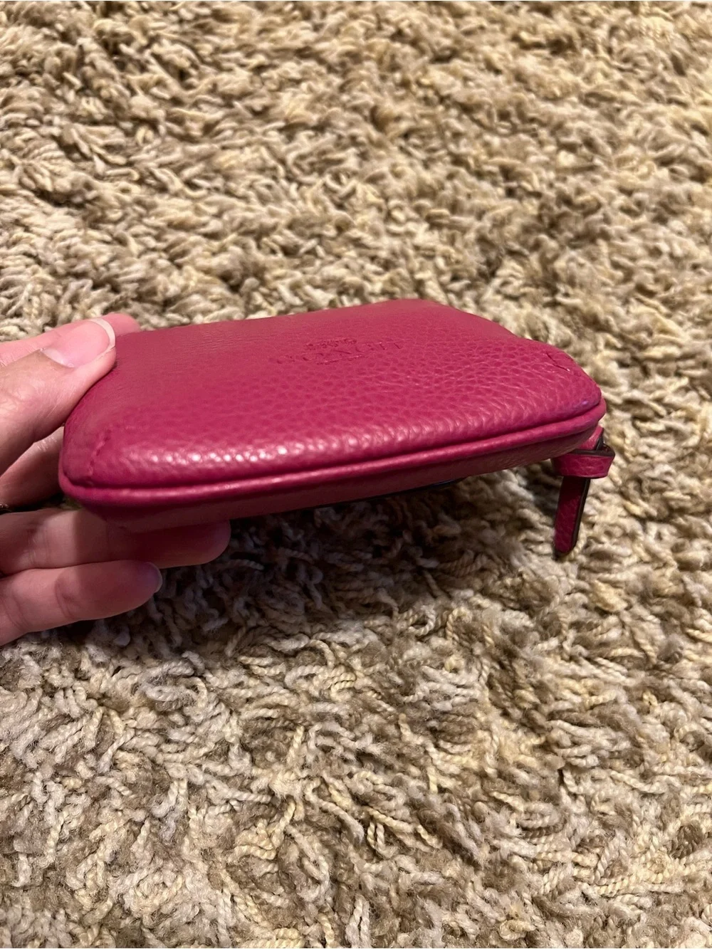 Coach Pebble Leather Pennie Card Case In Bright Violet NWTS!